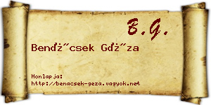 Benácsek Géza névjegykártya